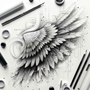 abstract-wings-tattoo – tattoo design ideas free ai generated – surrealism-enigmatic – for-side-torso – Gallery: wings-inkby-ai