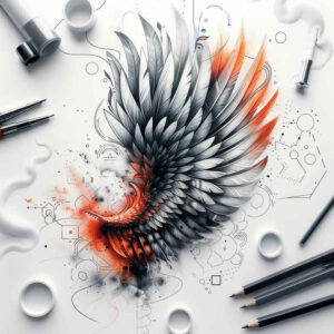 angel-wing-tattoo – tattoo design ideas free ai generated – neotraditional-color-saturation – for-biceps – Gallery: wings-inkby-ai