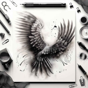 angel-wing-tattoo – tattoo design ideas free ai generated – realism-glowing-edges – for-lower-back – Gallery: wings-inkby-ai