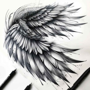 angel-wing-tattoo – tattoo design ideas free ai generated – surrealism-symbolism – for-upper-arm – Gallery: wings-inkby-ai