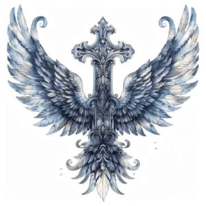 angel-wings-tattoo – tattoo design ideas free ai generated – neotraditional-color-overlays – for-lower-thigh – Gallery: wings-inkby-ai
