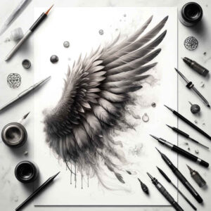 angel-wings-tattoo – tattoo design ideas free ai generated – neotraditional-enhanced-shading – for-heel – Gallery: wings-inkby-ai