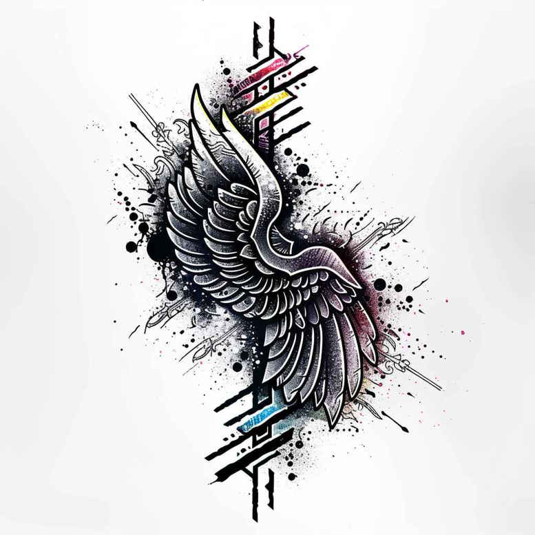 angel-wings-tattoo – tattoo design ideas free ai generated – neotraditional-subtle-tone – for-lower-arm – Gallery: wings-inkby-ai