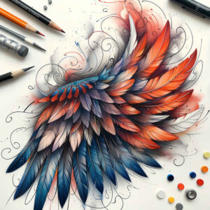 angelic-motif-wings-tattoo – tattoo design ideas free ai generated – neotraditional-decorative-detail – for-sternum – Gallery: wings-inkby-ai