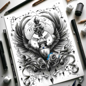 angelic-motif-wings-tattoo – tattoo design ideas free ai generated – neotraditional-modern-classic – for-forearm – Gallery: wings-inkby-ai