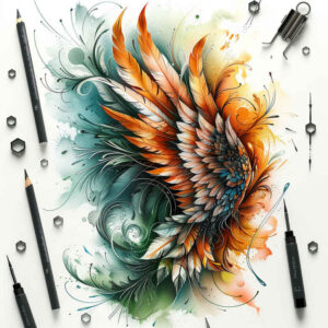angelic-motif-wings-tattoo – tattoo design ideas free ai generated – neotraditional-subtle-tone – for-inner-arm – Gallery: wings-inkby-ai