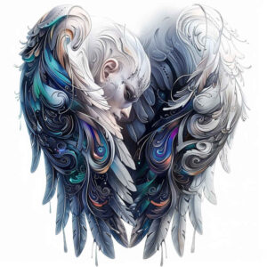 angelic-motif-wings-tattoo – tattoo design ideas free ai generated – realism-highlight-detail – for-upper-thigh – Gallery: wings-inkby-ai