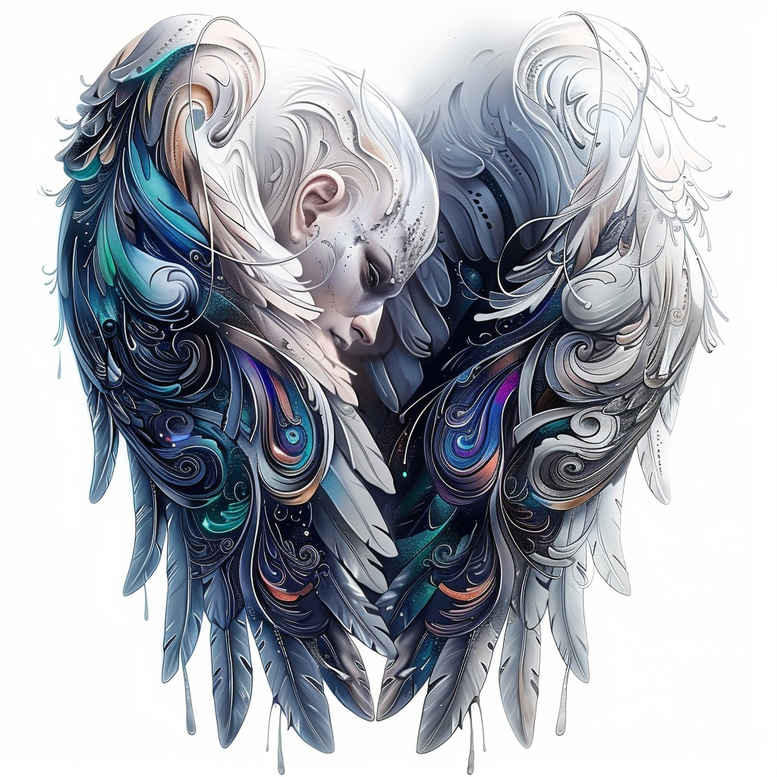 angelic-motif-wings-tattoo – tattoo design ideas free ai generated – realism-highlight-detail – for-upper-thigh – Gallery: wings-inkby-ai
