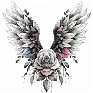 angelic-motif-wings-tattoo – tattoo design ideas free ai generated – realism-realistic-lighting – for-sternum – Gallery: wings-inkby-ai
