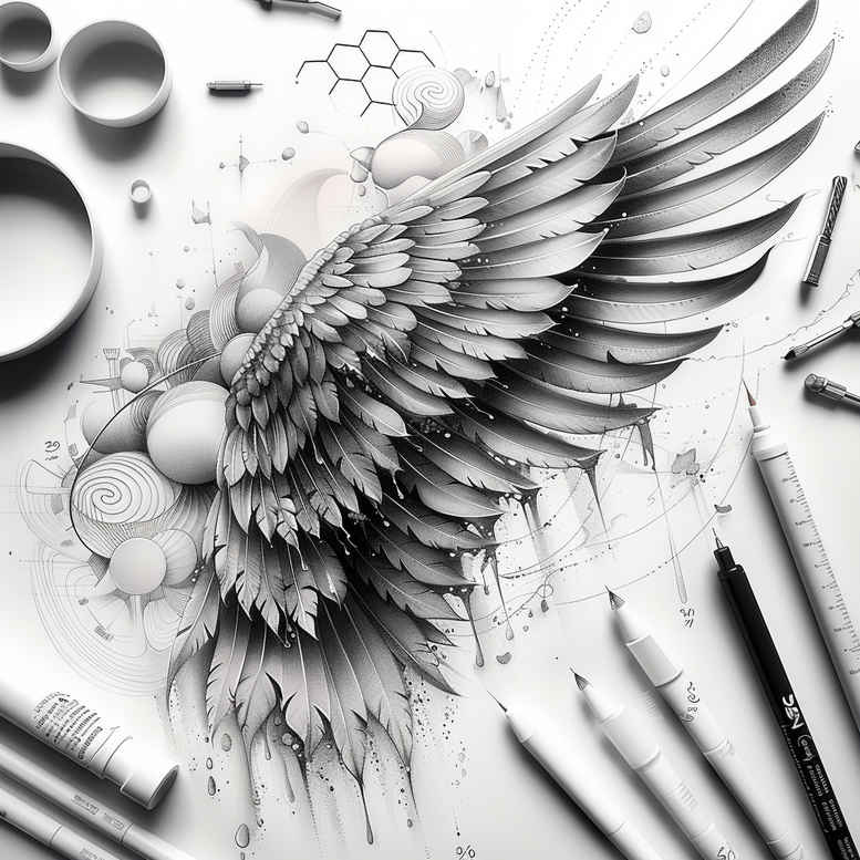 angelic-motif-wings-tattoo – tattoo design ideas free ai generated – realism-smooth-complexion – for-fingers – Gallery: wings-inkby-ai