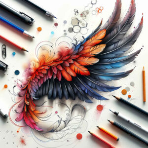 artistic-detail-wings-tattoo – tattoo design ideas free ai generated – realism-natural-look – for-scapula – Gallery: wings-inkby-ai