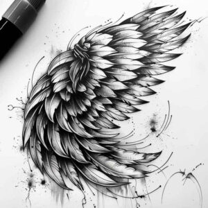 artistic-detail-wings-tattoo – tattoo design ideas free ai generated – realism-textured-light – for-arm – Gallery: wings-inkby-ai