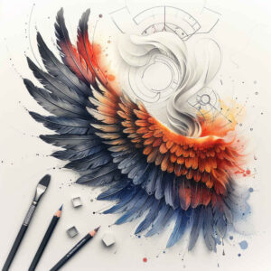 artistic-wings-tattoo – tattoo design ideas free ai generated – neotraditional-bold-highlights – for-upper-shoulder – Gallery: wings-inkby-ai