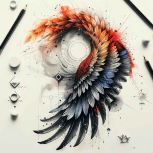 artistic-wings-tattoo – tattoo design ideas free ai generated – neotraditional-smooth-gradients – for-nape – Gallery: wings-inkby-ai