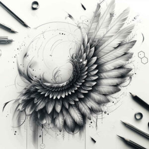 artistic-wings-tattoo – tattoo design ideas free ai generated – realism-natural-luminosity – for-lower-chest – Gallery: wings-inkby-ai
