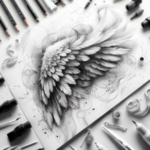 delicate-wings-tattoo – tattoo design ideas free ai generated – realism-smooth-blackwork – for-nape – Gallery: wings-inkby-ai
