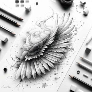 delicate-wings-tattoo – tattoo design ideas free ai generated – surrealism-metaphysical – for-biceps – Gallery: wings-inkby-ai