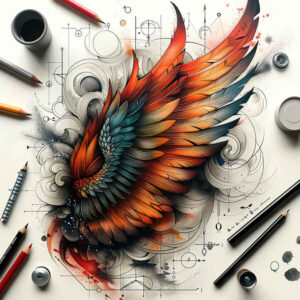 detailed-wings-tattoo – tattoo design ideas free ai generated – realism-vivid-detail – for-shoulder-blade – Gallery: wings-inkby-ai