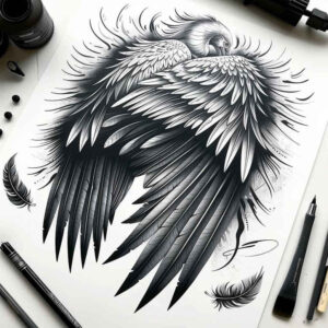 energy-wings-tattoo – tattoo design ideas free ai generated – realism-full-detail – for-scapula – Gallery: wings-inkby-ai