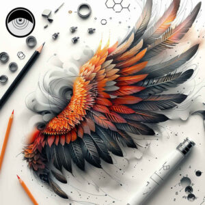 energy-wings-tattoo – tattoo design ideas free ai generated – surrealism-whimsical – for-back-shoulder – Gallery: wings-inkby-ai