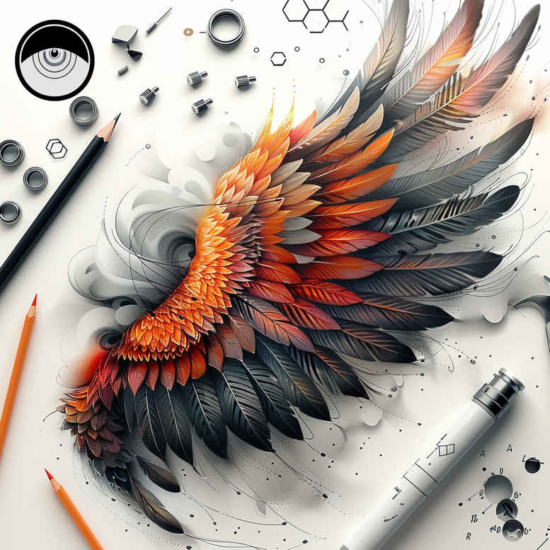 energy-wings-tattoo – tattoo design ideas free ai generated – surrealism-whimsical – for-back-shoulder – Gallery: wings-inkby-ai