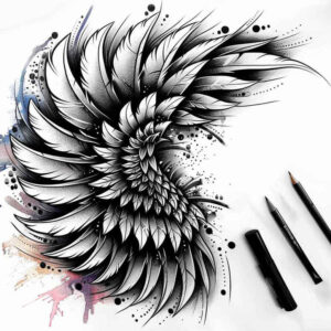 expressive-wings-tattoo – tattoo design ideas free ai generated – neotraditional-defined-outlines – for-upper-shoulder – Gallery: wings-inkby-ai