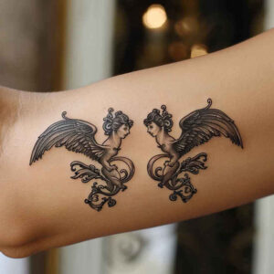 expressive-wings-tattoo – tattoo design ideas free ai generated – neotraditional-structured-design – for-sternum – Gallery: wings-inkby-ai
