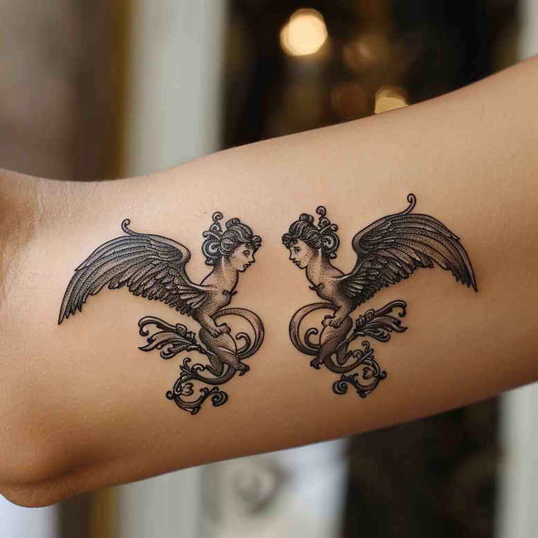 expressive-wings-tattoo – tattoo design ideas free ai generated – neotraditional-structured-design – for-sternum – Gallery: wings-inkby-ai