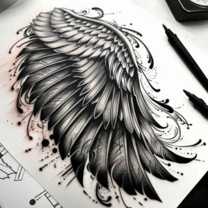 expressive-wings-tattoo – tattoo design ideas free ai generated – realism-realistic-perspective – for-shoulder-blade – Gallery: wings-inkby-ai