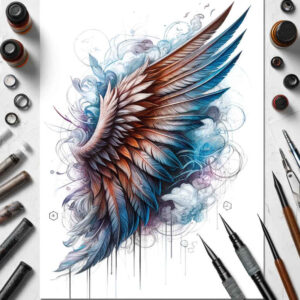 expressive-wings-tattoo – tattoo design ideas free ai generated – realism-tonal-depth – for-full-back – Gallery: wings-inkby-ai