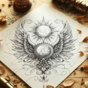 for-women – tattoo design ideas free ai generated – neotraditional-subtle-tone – for-elbow – Gallery: wings-inkby-ai