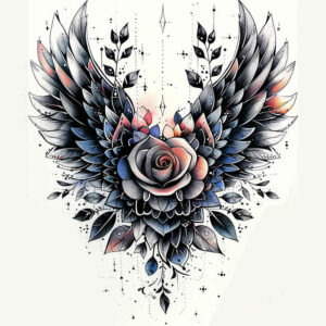 freedom-motif-wings-tattoo – tattoo design ideas free ai generated – neotraditional-artistic-contrast – for-back-shoulder – Gallery: wings-inkby-ai