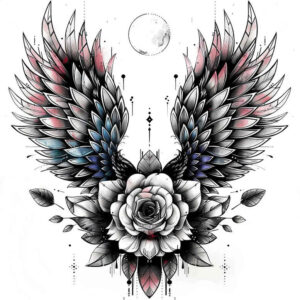 freedom-motif-wings-tattoo – tattoo design ideas free ai generated – neotraditional-bold-texture – for-calf – Gallery: wings-inkby-ai