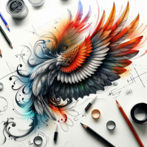 freedom-motif-wings-tattoo – tattoo design ideas free ai generated – realism-gradient-tones – for-ribs – Gallery: wings-inkby-ai