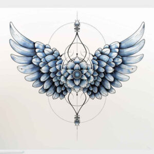 geometric-wings-tattoo – tattoo design ideas free ai generated – realism-illustrative-style – for-shoulder-blade – Gallery: wings-inkby-ai