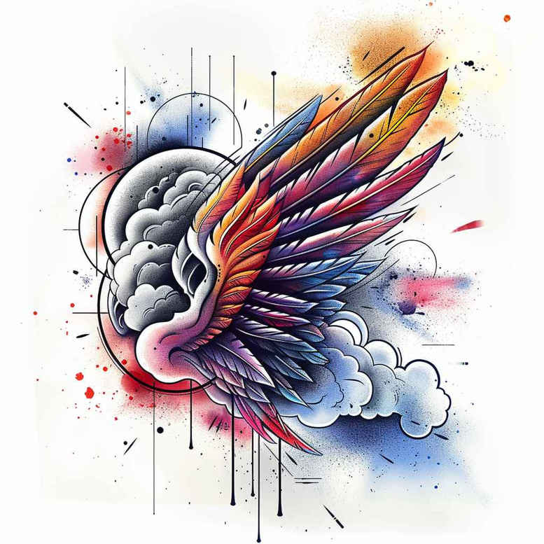 geometric-wings-tattoo – tattoo design ideas free ai generated – realism-soft-contrast – for-knee – Gallery: wings-inkby-ai
