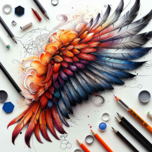 guardian-angel-wings-tattoo – tattoo design ideas free ai generated – surrealism-bizarre – for-upper-thigh – Gallery: wings-inkby-ai