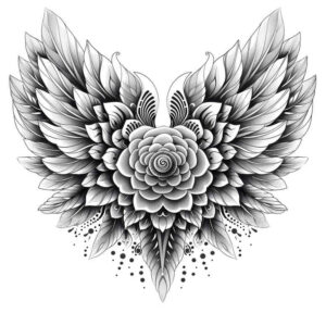 harmony-motif-wings-tattoo – tattoo design ideas free ai generated – neotraditional-artistic-contrast – for-upper-arm – Gallery: wings-inkby-ai