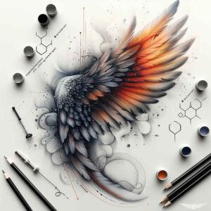 harmony-motif-wings-tattoo – tattoo design ideas free ai generated – neotraditional-clean-fill – for-calf – Gallery: wings-inkby-ai