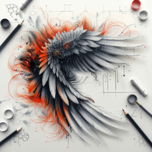 harmony-motif-wings-tattoo – tattoo design ideas free ai generated – neotraditional-color-overlays – for-side-torso – Gallery: wings-inkby-ai