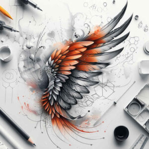 harmony-motif-wings-tattoo – tattoo design ideas free ai generated – neotraditional-gradient-fills – for-side-torso – Gallery: wings-inkby-ai