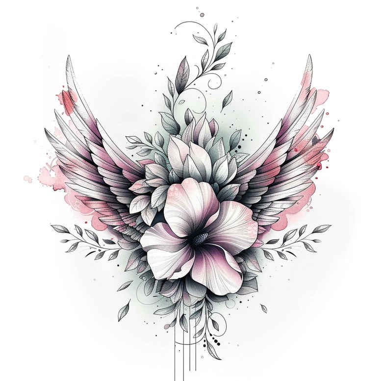 harmony-motif-wings-tattoo – tattoo design ideas free ai generated – realism-high-definition – for-upper-chest – Gallery: wings-inkby-ai