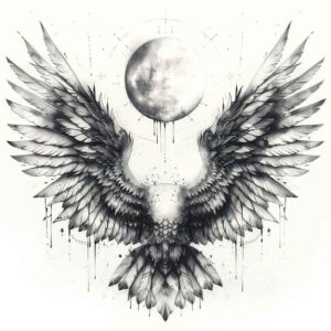 harmony-motif-wings-tattoo – tattoo design ideas free ai generated – surrealism-unreal – for-back – Gallery: wings-inkby-ai