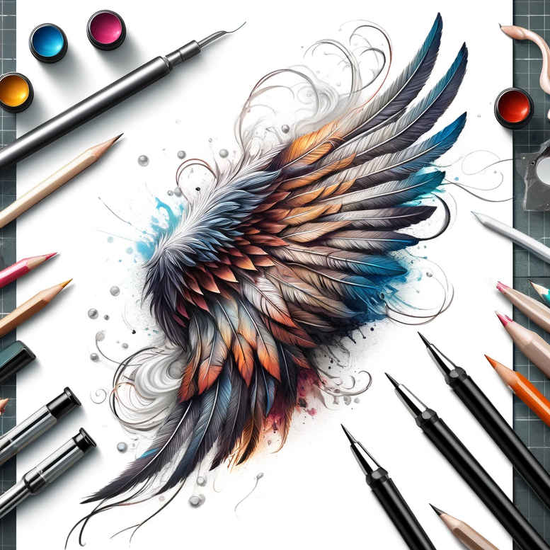 hope-symbol-wings-tattoo – tattoo design ideas free ai generated – realism-crisp-detail – for-hip – Gallery: wings-inkby-ai