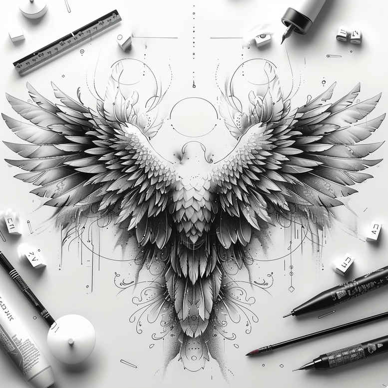 hope-symbol-wings-tattoo – tattoo design ideas free ai generated – realism-refined-contrast – for-ankle – Gallery: wings-inkby-ai