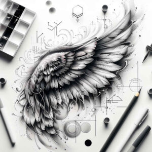 inspiration-motif-wings-tattoo – tattoo design ideas free ai generated – neotraditional-expressive-color – for-lower-chest – Gallery: wings-inkby-ai
