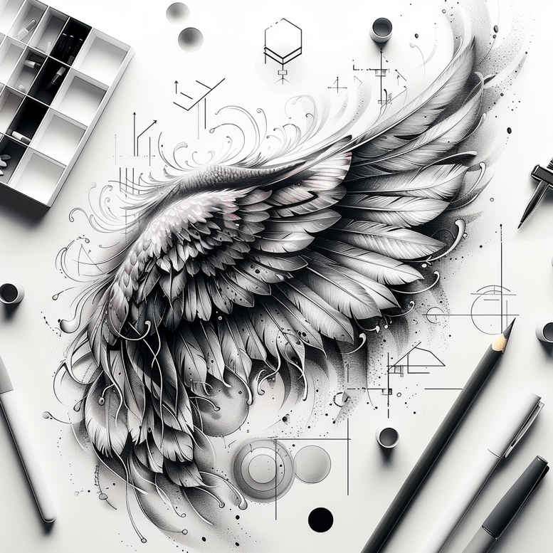 inspiration-motif-wings-tattoo – tattoo design ideas free ai generated – neotraditional-expressive-color – for-lower-chest – Gallery: wings-inkby-ai