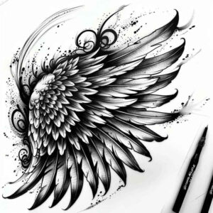 inspiration-motif-wings-tattoo – tattoo design ideas free ai generated – neotraditional-rich-blacks – for-wrist-side – Gallery: wings-inkby-ai