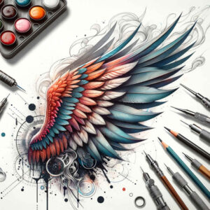 inspiration-motif-wings-tattoo – tattoo design ideas free ai generated – surrealism-symbolic-motifs – for-lower-back – Gallery: wings-inkby-ai