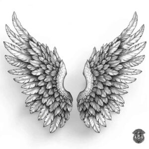 life-energy-wings-tattoo – tattoo design ideas free ai generated – neotraditional-contoured-forms – for-behind-ear – Gallery: wings-inkby-ai